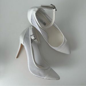 BCBG White Mesh Heels
